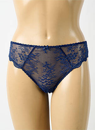 Tanga effet matière satinée bleu AUBADE femme