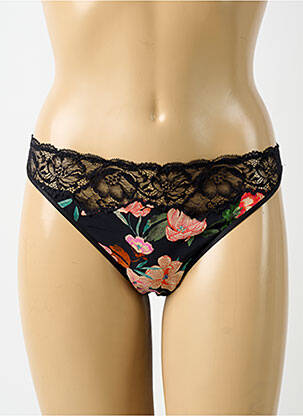 Tanga effet matière satinée noir AUBADE femme
