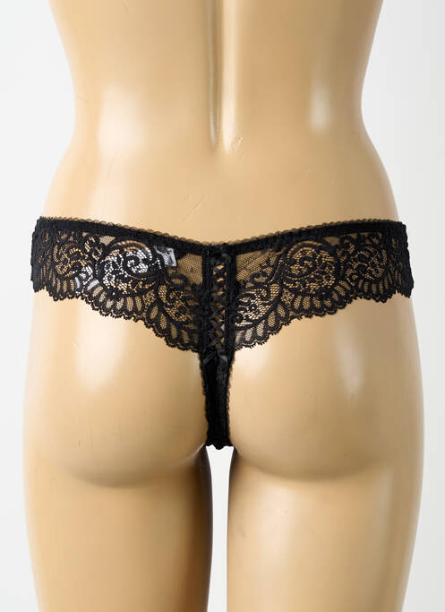 Tanga effet matière satinée noir AUBADE femme