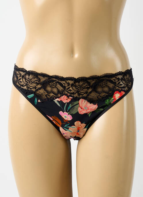 Tanga effet matière satinée noir AUBADE femme