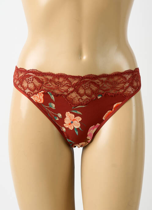 Tanga effet matière satinée marron AUBADE femme