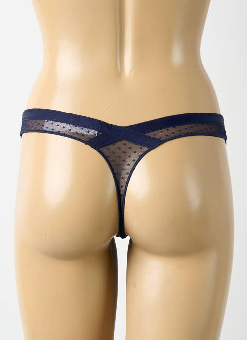 Tanga effet matière satinée bleu AUBADE femme