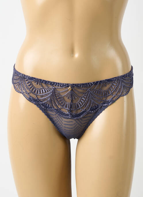 Tanga tissage satiné bleu AUBADE femme