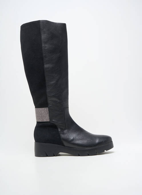 Bottes tissage satiné talon de 4 à 6cm noir WONDERS femme