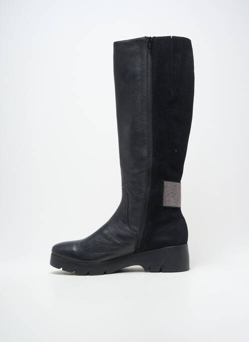 Bottes tissage satiné talon de 4 à 6cm noir WONDERS femme