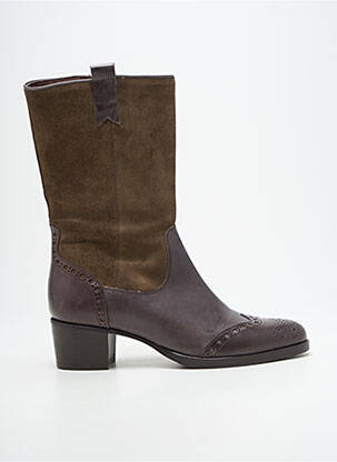 Bottes tissage satiné talon de 4 à 6cm vert MURATTI femme