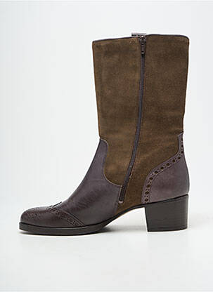 Bottes tissage satiné talon de 4 à 6cm vert MURATTI femme