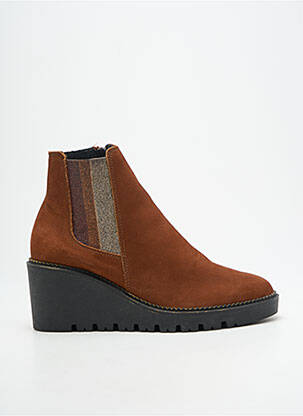 Bottines/boots tissage satiné talon de 7 à 9cm marron HIRICA femme