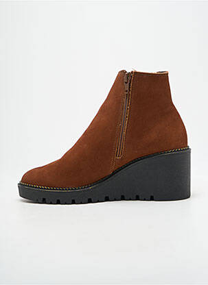 Bottines/boots tissage satiné talon de 7 à 9cm marron HIRICA femme