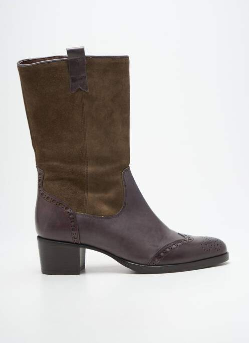Bottes tissage satiné talon de 4 à 6cm vert MURATTI femme