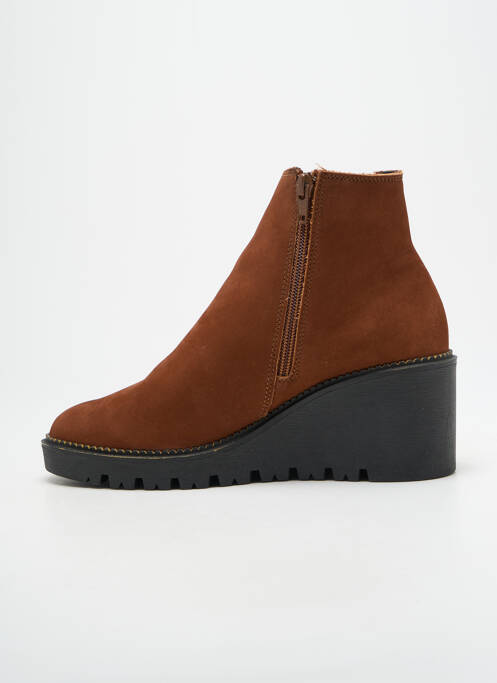 Bottines/boots tissage satiné talon de 7 à 9cm marron HIRICA femme