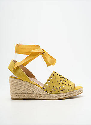 Espadrilles fermeture lacets talon de 7 à 9cm jaune KANNA femme