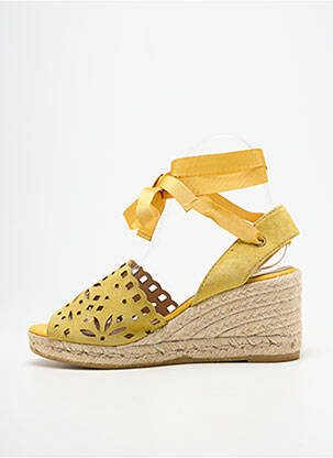 Espadrilles fermeture lacets talon de 7 à 9cm jaune KANNA femme