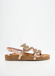 Sandales/nu pieds tissage satiné talon plat jusqu'à 3cm or SANTAFE femme
