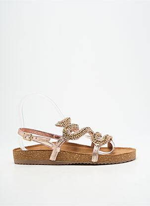 Sandales/nu pieds tissage satiné talon plat jusqu'à 3cm or SANTAFE femme