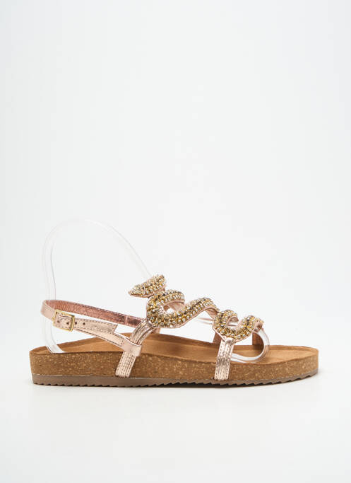 Sandales/nu pieds tissage satiné talon plat jusqu'à 3cm or SANTAFE femme