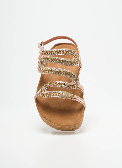 Sandales/nu pieds tissage satiné talon plat jusqu'à 3cm or SANTAFE femme
