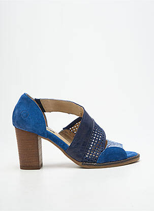 Sandales/nu pieds tissage satiné talon de 7 à 9cm bleu CASTA femme