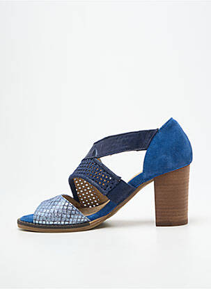 Sandales/nu pieds tissage satiné talon de 7 à 9cm bleu CASTA femme