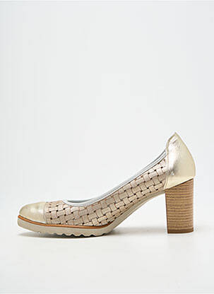 Escarpins tissage satiné talon de 7 à 9cm or UN TOUR EN VILLE femme