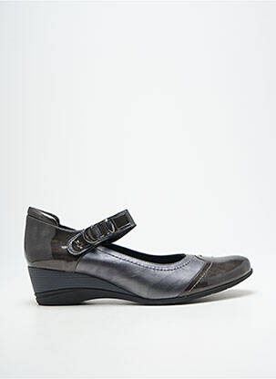 Ballerines fermeture scratch talon de 4 à 6cm gris J.METAYER femme