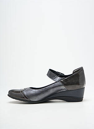 Ballerines fermeture scratch talon de 4 à 6cm gris J.METAYER femme
