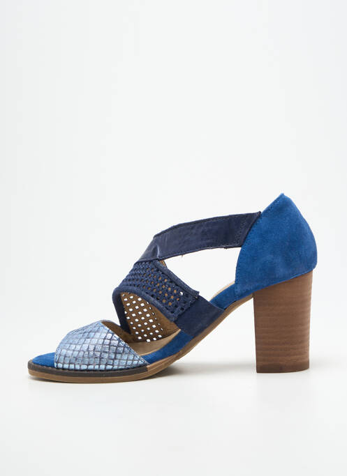 Sandales/nu pieds tissage satiné talon de 7 à 9cm bleu CASTA femme