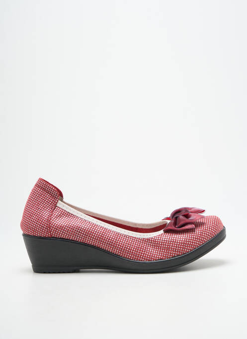 Ballerines tissage satiné talon de 4 à 6cm rouge INEA femme