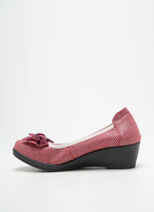 Ballerines tissage satiné talon de 4 à 6cm rouge INEA femme
