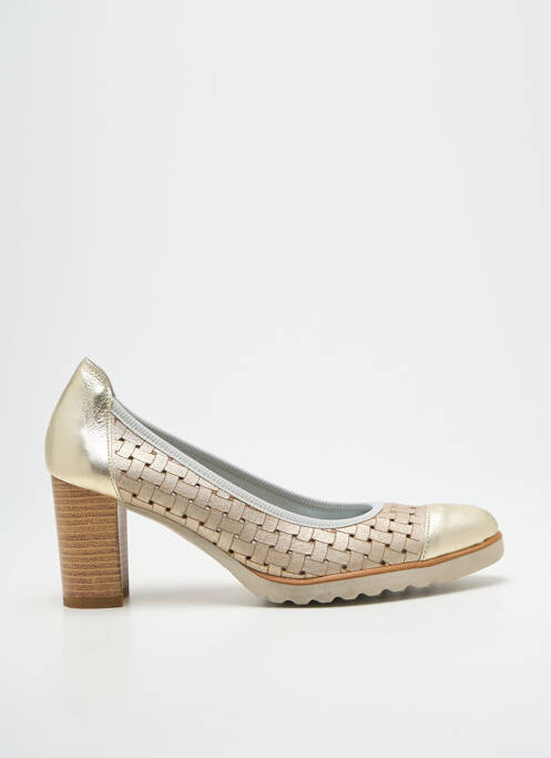 Escarpins tissage satiné talon de 7 à 9cm or UN TOUR EN VILLE femme
