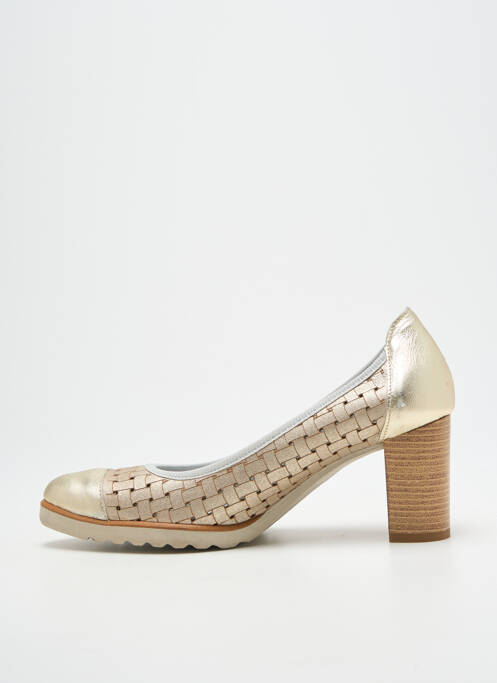 Escarpins tissage satiné talon de 7 à 9cm or UN TOUR EN VILLE femme