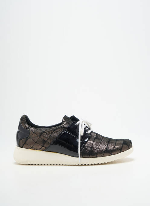 Baskets tissage satiné talon plat jusqu'à 3cm noir GEO-REINO femme