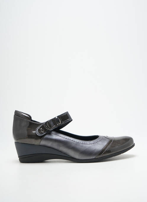 Ballerines fermeture scratch talon de 4 à 6cm gris J.METAYER femme
