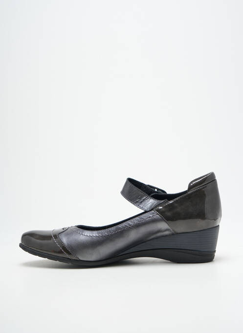 Ballerines fermeture scratch talon de 4 à 6cm gris J.METAYER femme