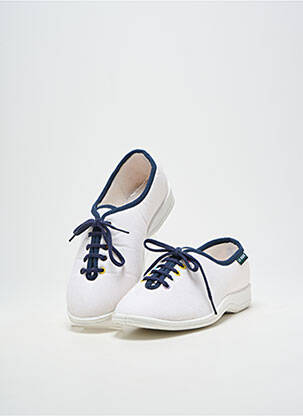 Chaussons/pantoufles fermeture lacets talon plat jusqu'à 3cm blanc LA VAGUE femme