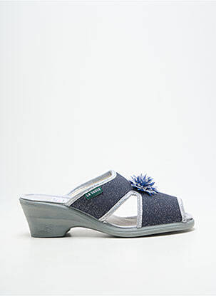 Chaussons/pantoufles tissage satiné talon de 4 à 6cm argent LA VAGUE femme