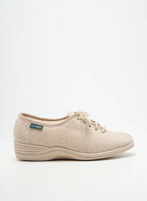 Chaussons/pantoufles fermeture lacets talon plat jusqu'à 3cm beige LA VAGUE femme