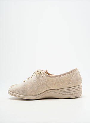 Chaussons/pantoufles fermeture lacets talon plat jusqu'à 3cm beige LA VAGUE femme