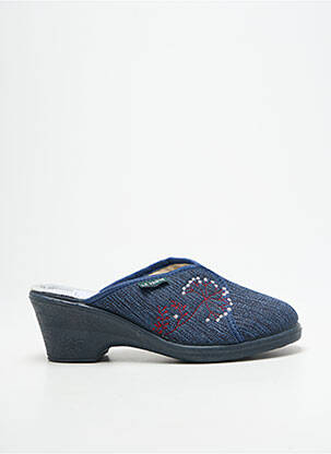 Chaussons/pantoufles bout rond talon de 4 à 6cm bleu LA VAGUE femme