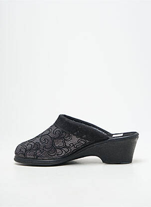 Chaussons/pantoufles tissage satiné talon de 4 à 6cm noir LA VAGUE femme