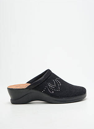 Chaussons/pantoufles bout rond talon de 4 à 6cm noir FLY FLOT femme