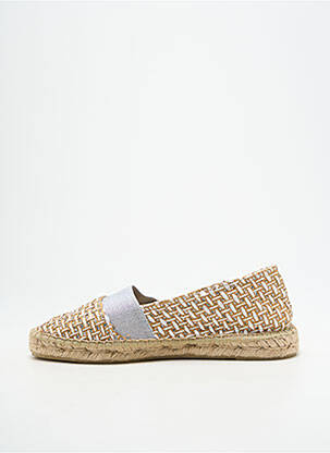 Espadrilles tissage satiné talon plat jusqu'à 3cm argent SANTAFE femme
