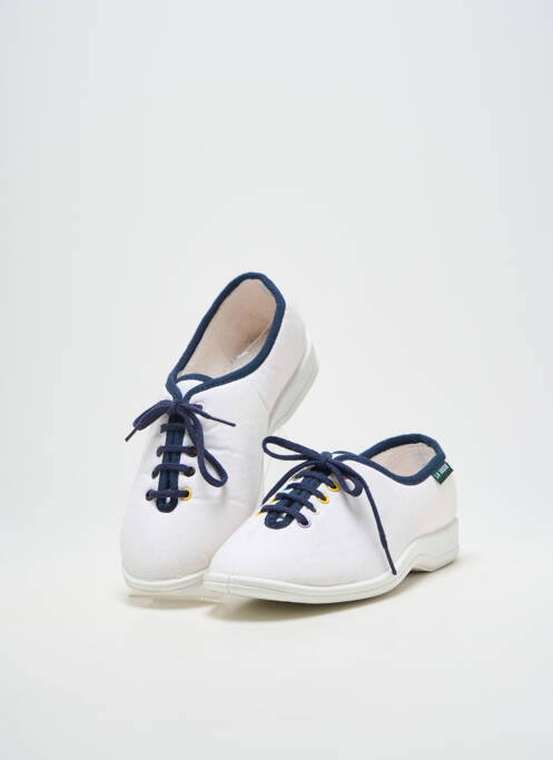 Chaussons/pantoufles fermeture lacets talon plat jusqu'à 3cm blanc LA VAGUE femme