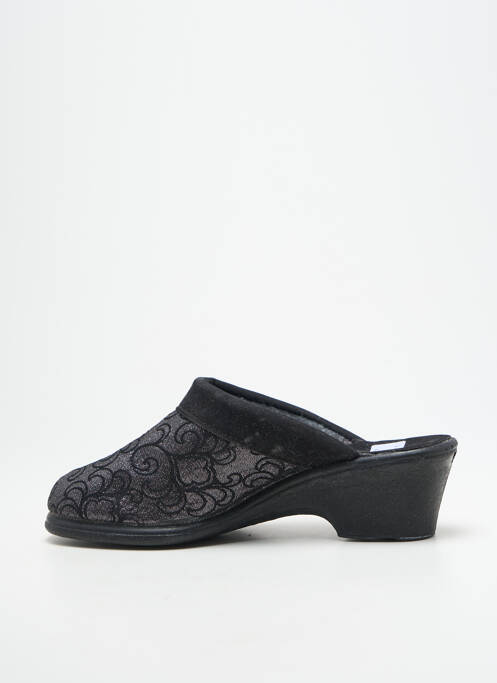 Chaussons/pantoufles tissage satiné talon de 4 à 6cm noir LA VAGUE femme