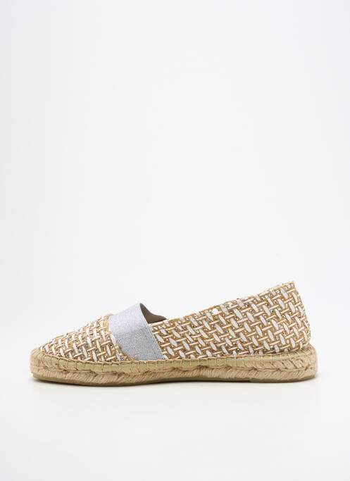 Espadrilles tissage satiné talon plat jusqu'à 3cm argent SANTAFE femme