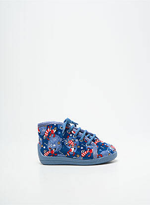 Chaussons/pantoufles fermeture lacets bout rond bleu BELLAMY garçon