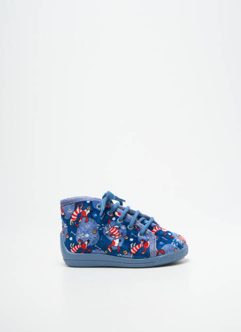 Chaussons/pantoufles fermeture lacets bout rond bleu BELLAMY garcon
