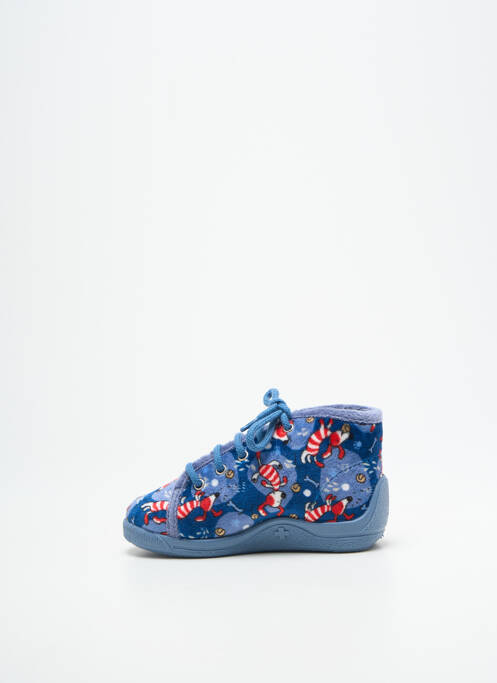 Chaussons/pantoufles fermeture lacets bout rond bleu BELLAMY garcon