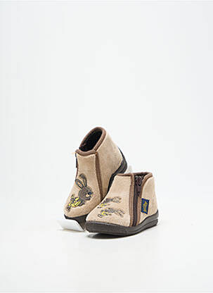 Chaussons/pantoufles fermeture zippée bout rond beige BELLAMY garçon