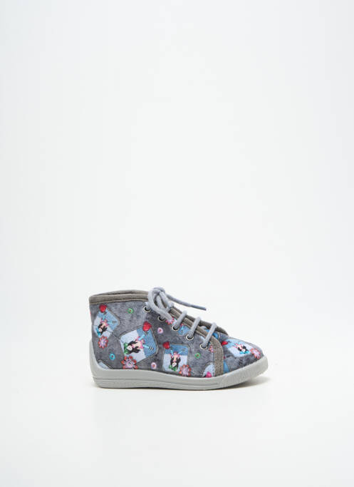 Chaussons/pantoufles tissage velours bout rond gris BELLAMY fille